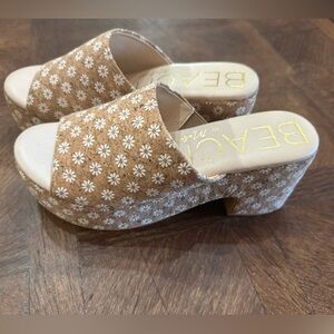 Beach by Matisse Tan Floral Wedge Sandals